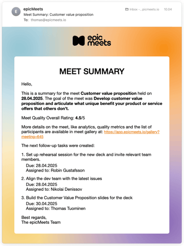 meet summary email